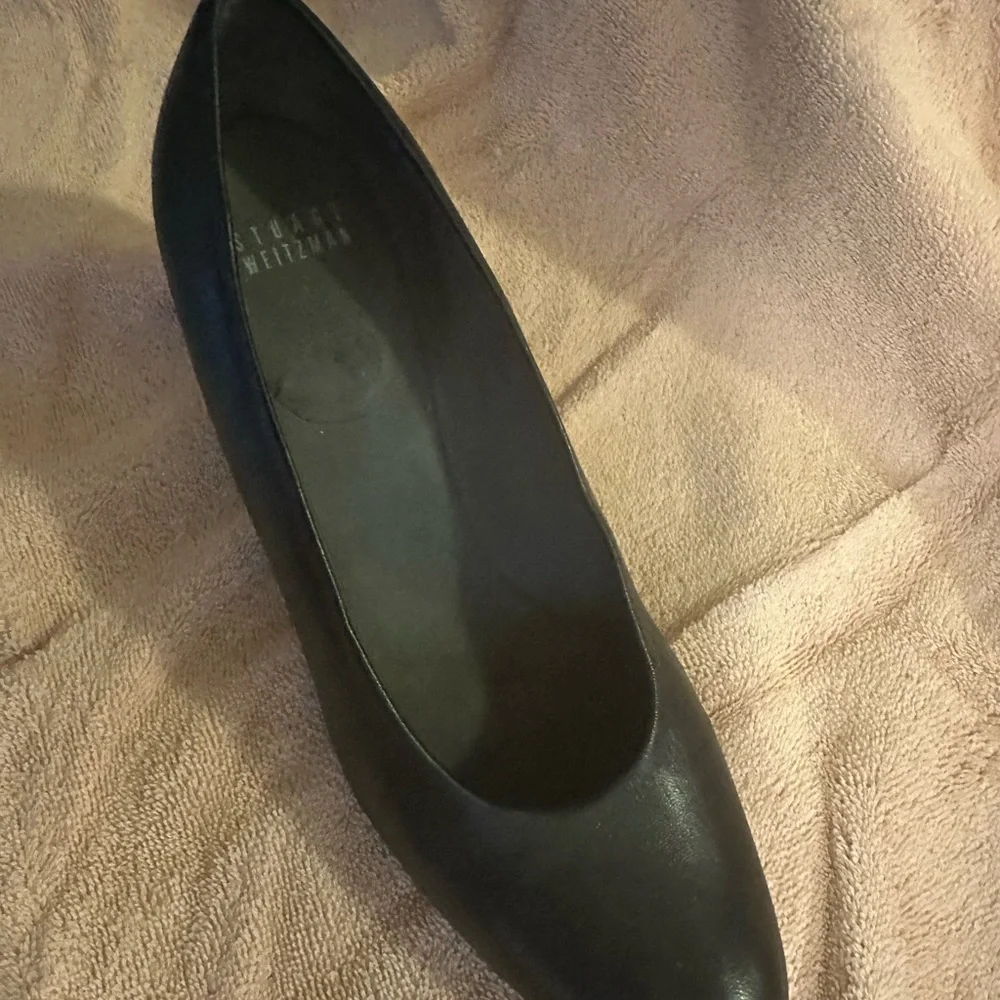 Stuart Weitzman Black Leather Wedge Pumps - Picture 4 of 6